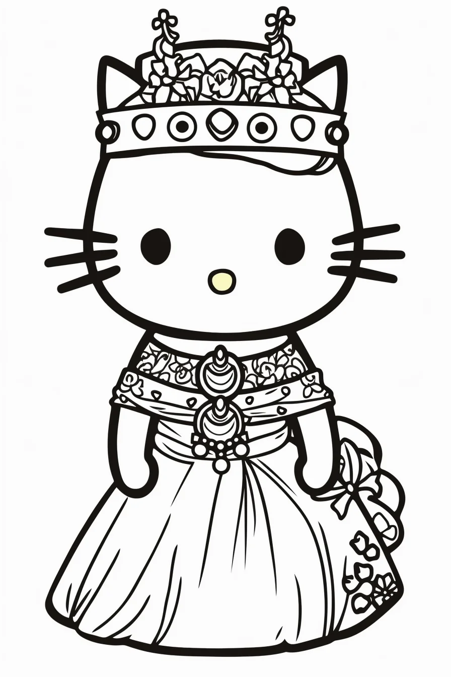 Princess hello kitty coloring pages