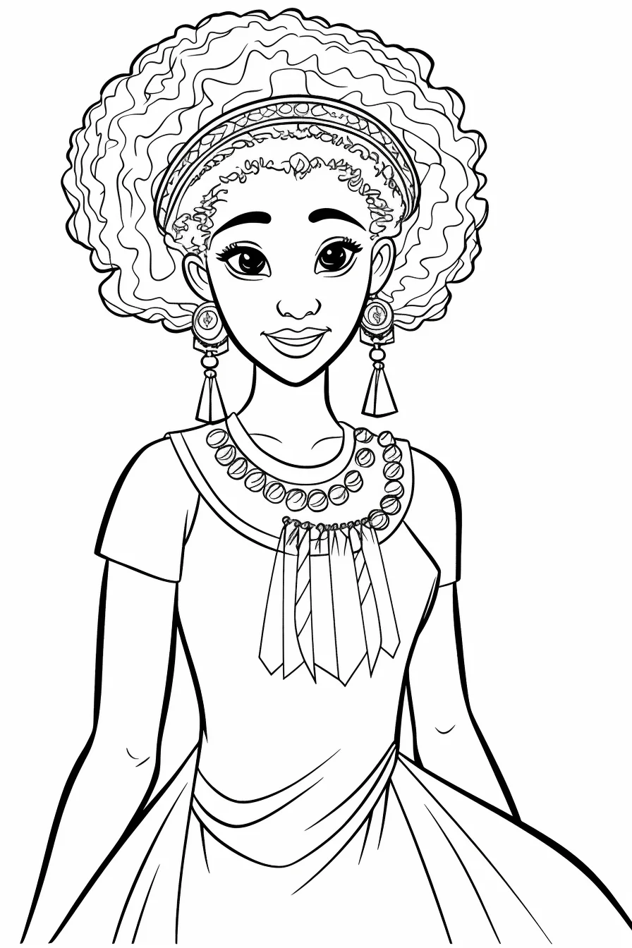 Printable African American Princess Coloring Pages