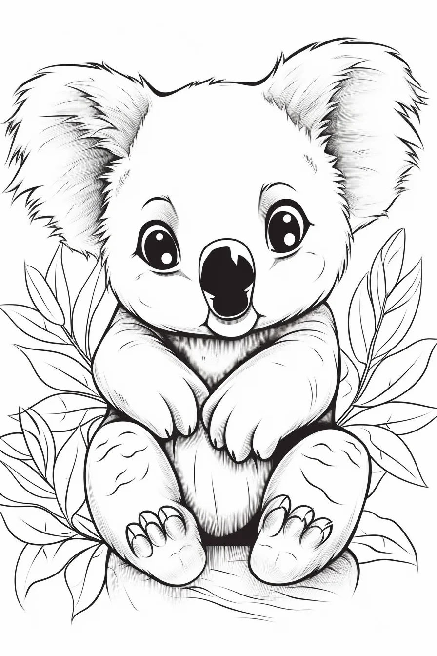 Printable cute baby koala coloring pages