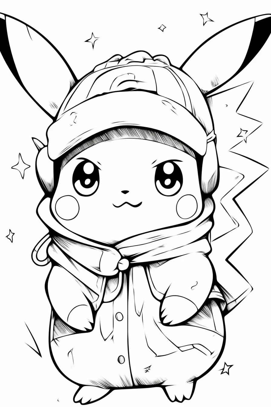 Printable cute baby pikachu coloring pages