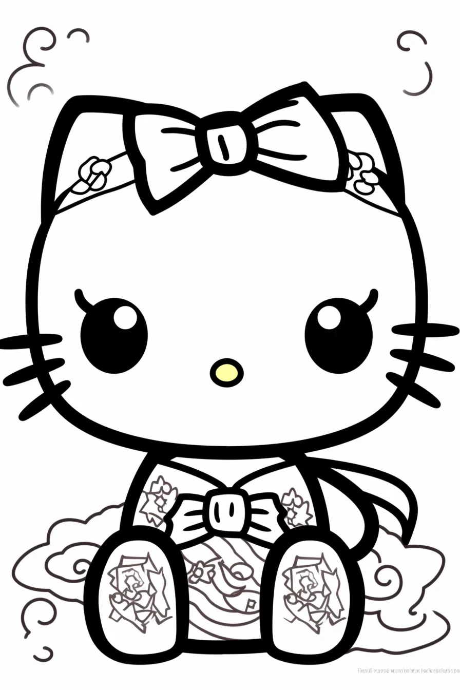 Printable cute hello kitty coloring pages
