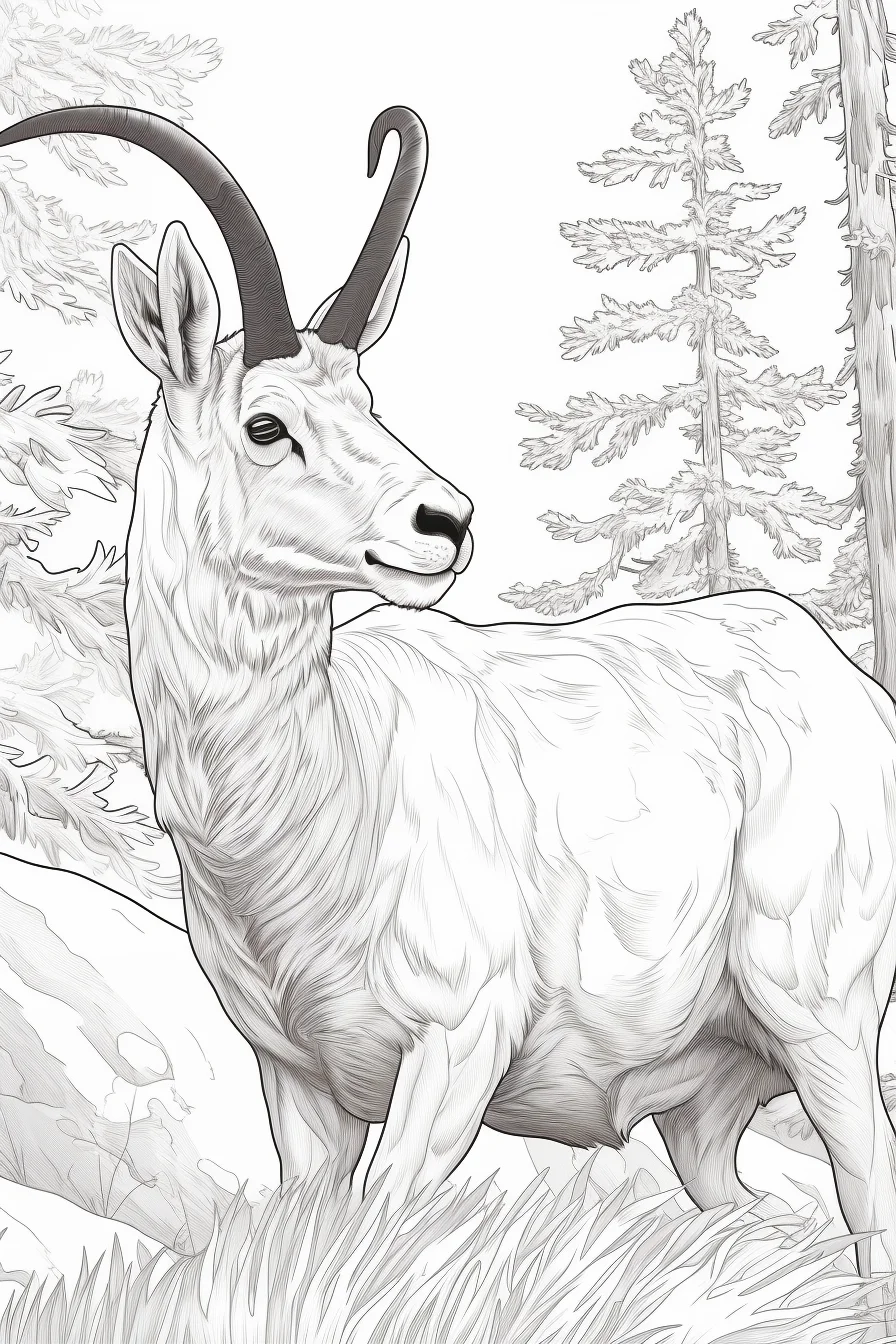 Printable realistic coloring pages of animals goat