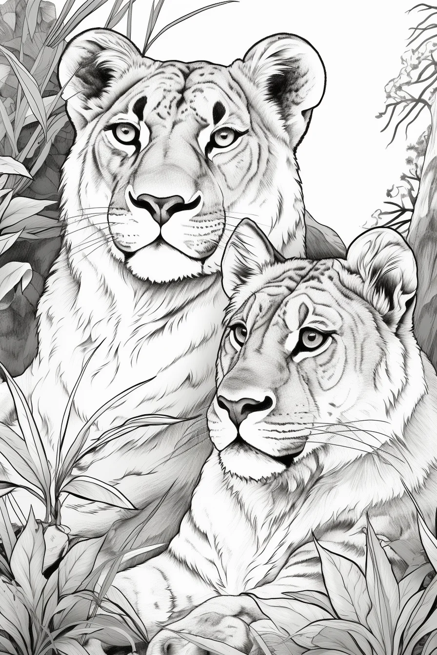 Printable realistic coloring pages of animals lion