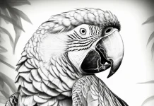Printable realistic coloring pages of animals parrot bird