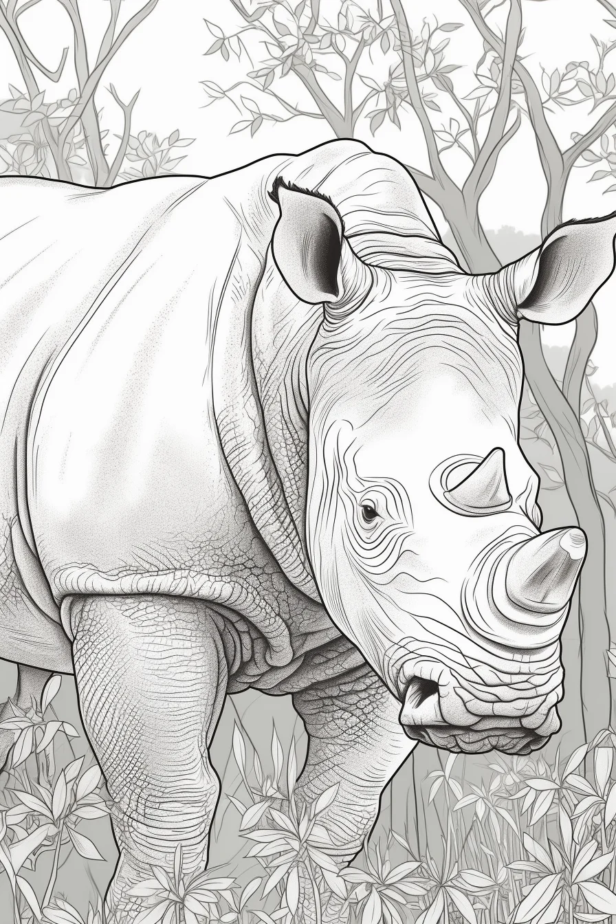 Printable realistic coloring pages of animals rhino