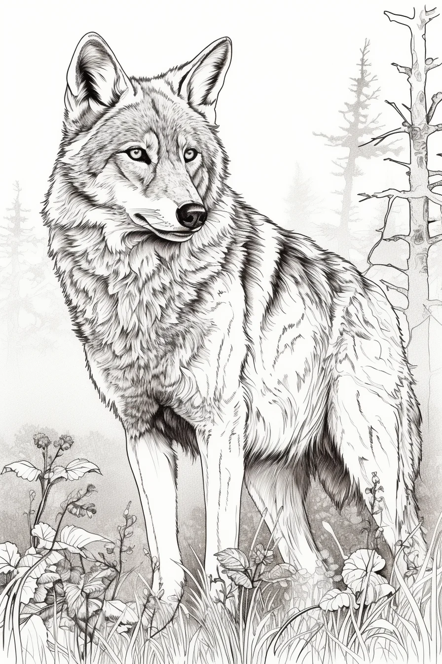 Printable realistic coloring pages of animals wolf