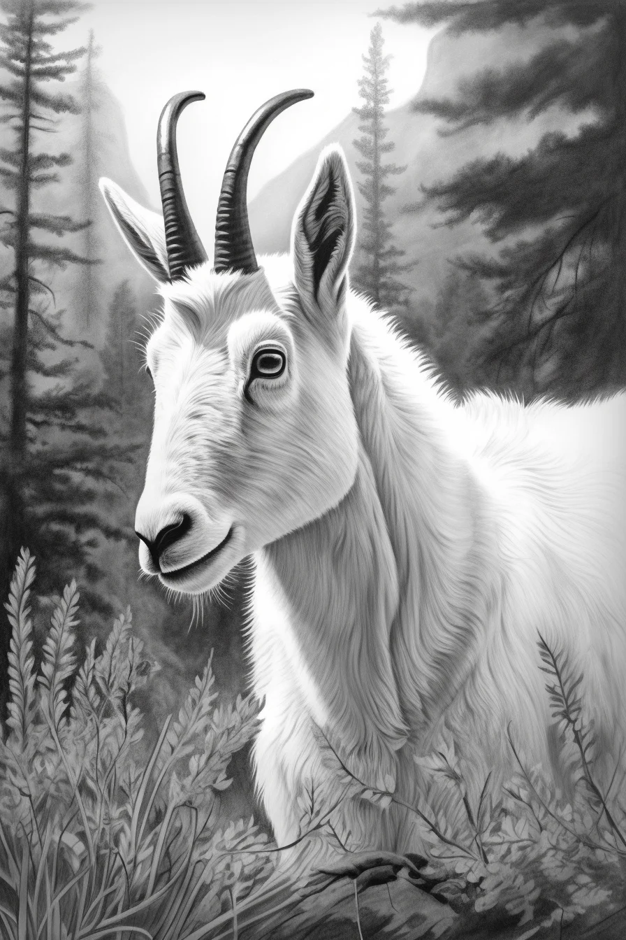 Printable realistic coloring pages of goat