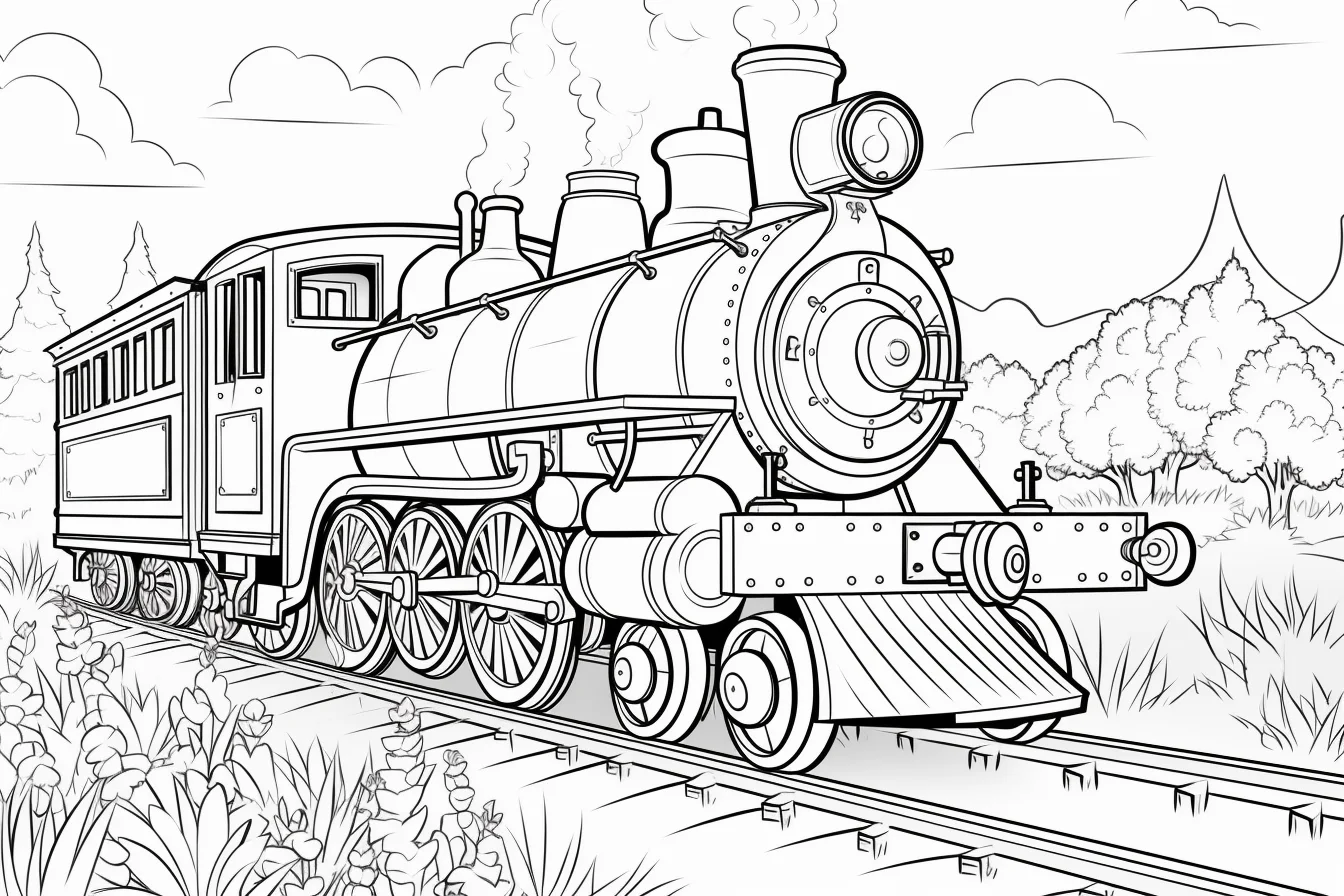Realistic Train Coloring Pages