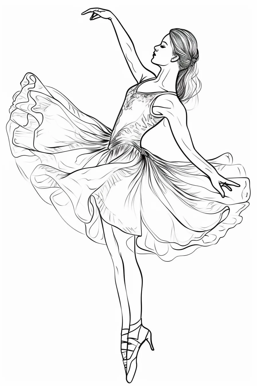 Realistic ballerina coloring pages for adults
