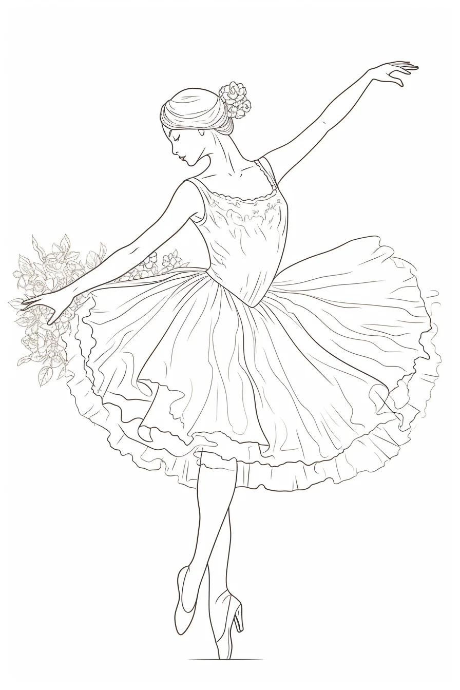 Realistic ballerina coloring pages free printable
