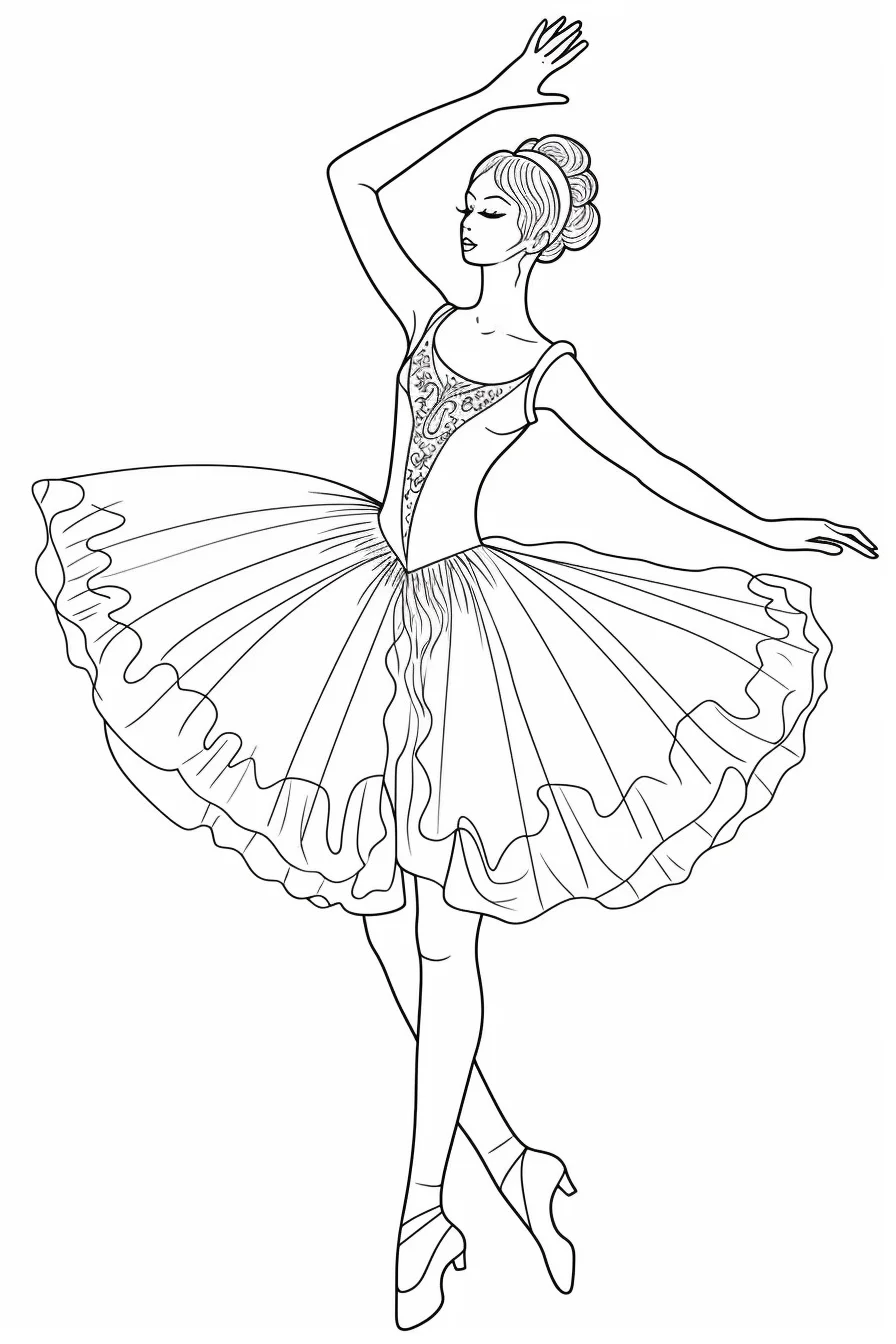 Realistic ballerina coloring pages printable