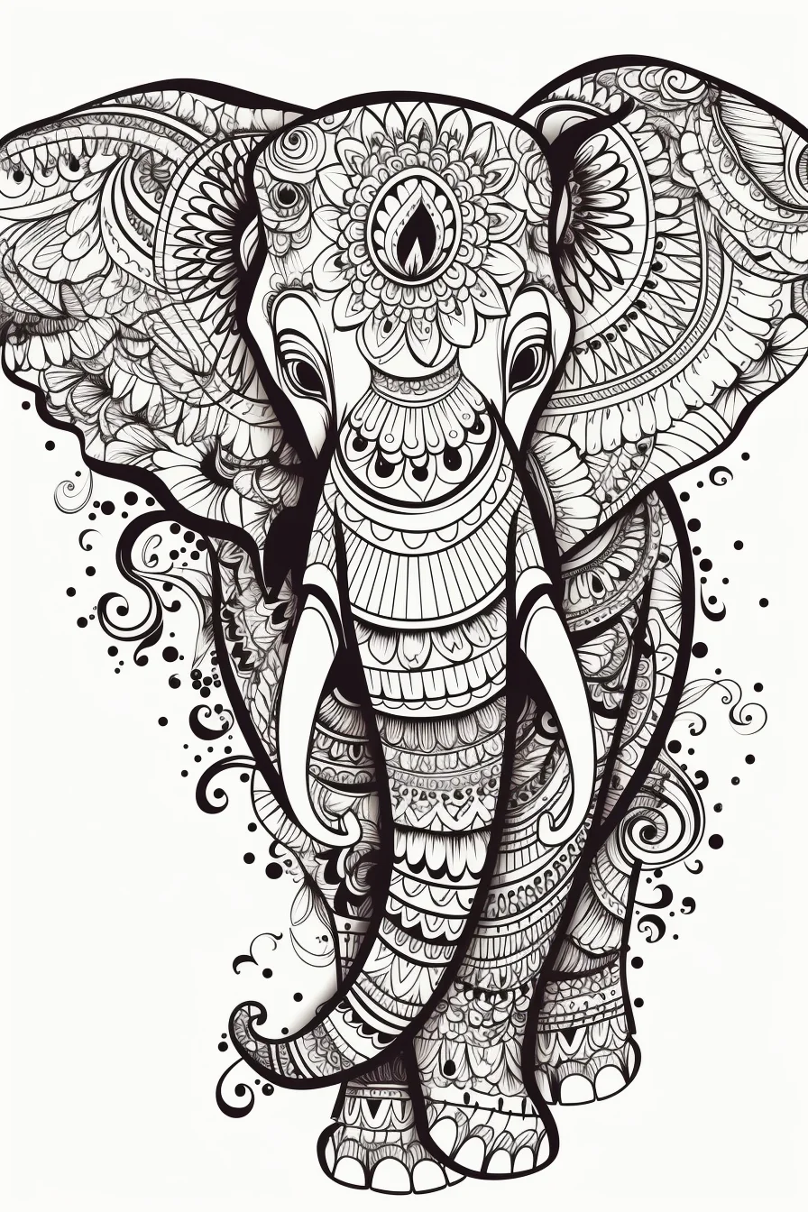 Realistic elephant coloring pages aesthetic