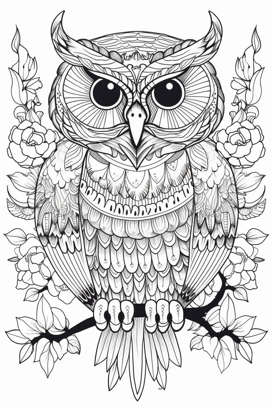 Realistic printable owl coloring pages