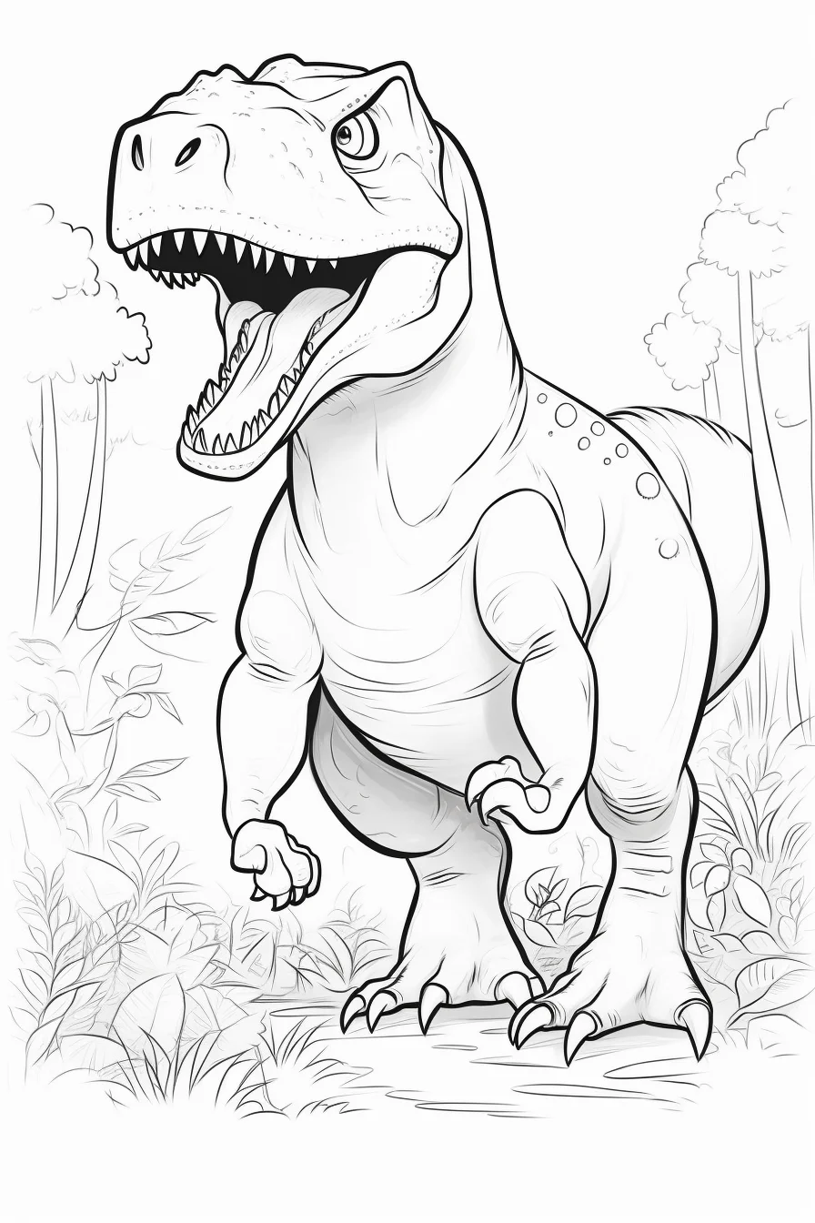 Realistic t rex coloring page easy printable