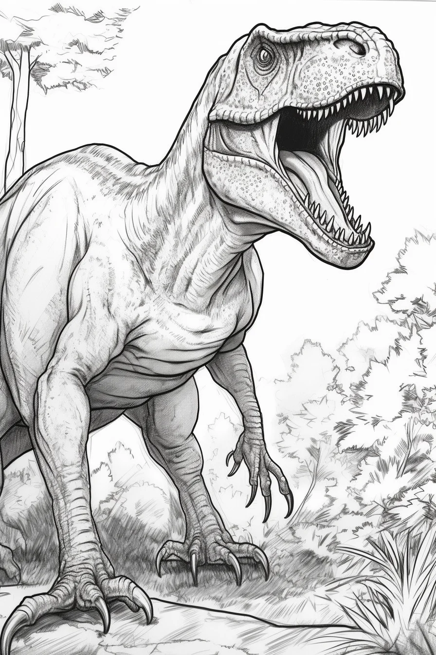 Realistic t rex coloring page easy