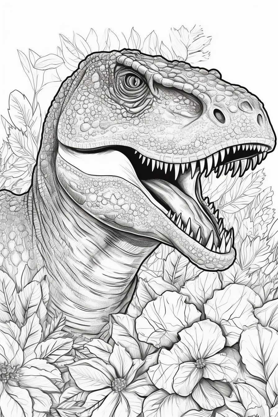 Scary t-rex coloring page free printable