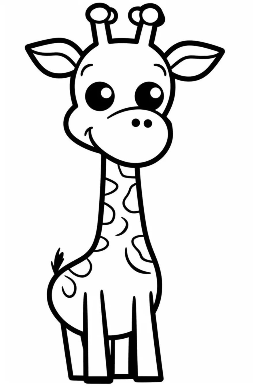 Simple Cute Baby Giraffe Coloring Pages