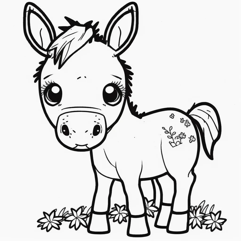 Simple Cute Donkey Coloring Page