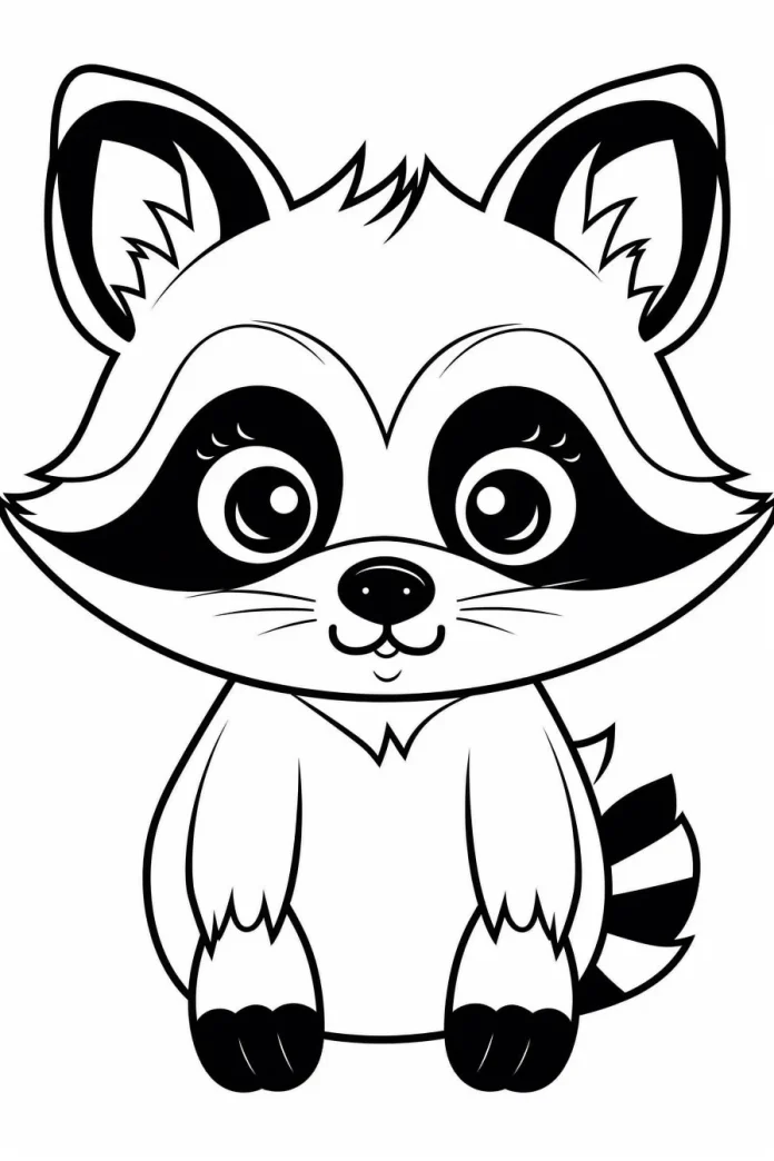 Simple Cute Raccoon Coloring Pages