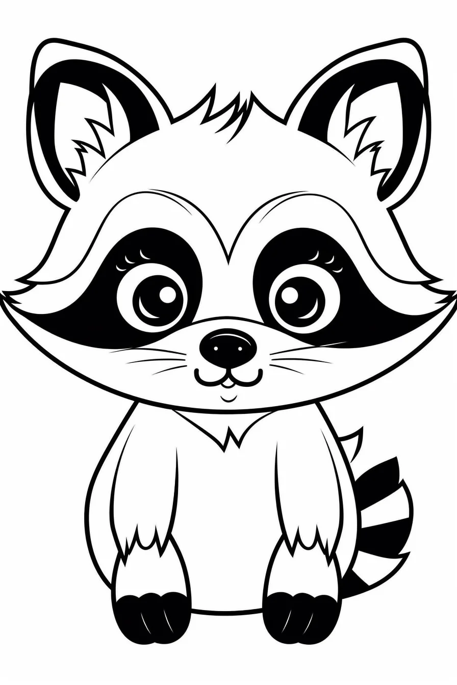 Easy Cute Raccoon Coloring Pages for Kids - Free Printable