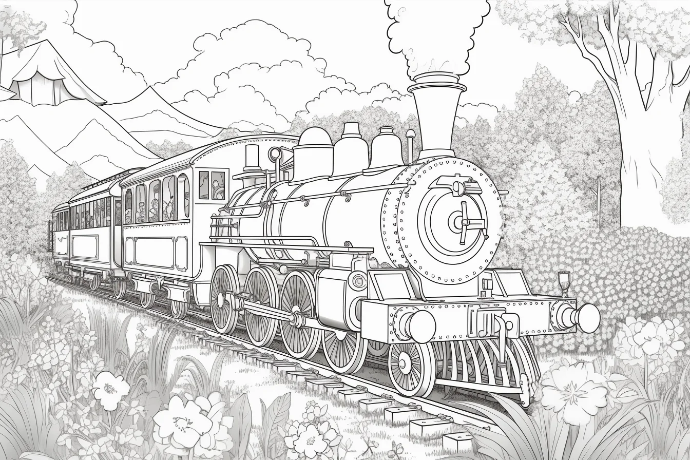 Simple Easy Train Coloring Page