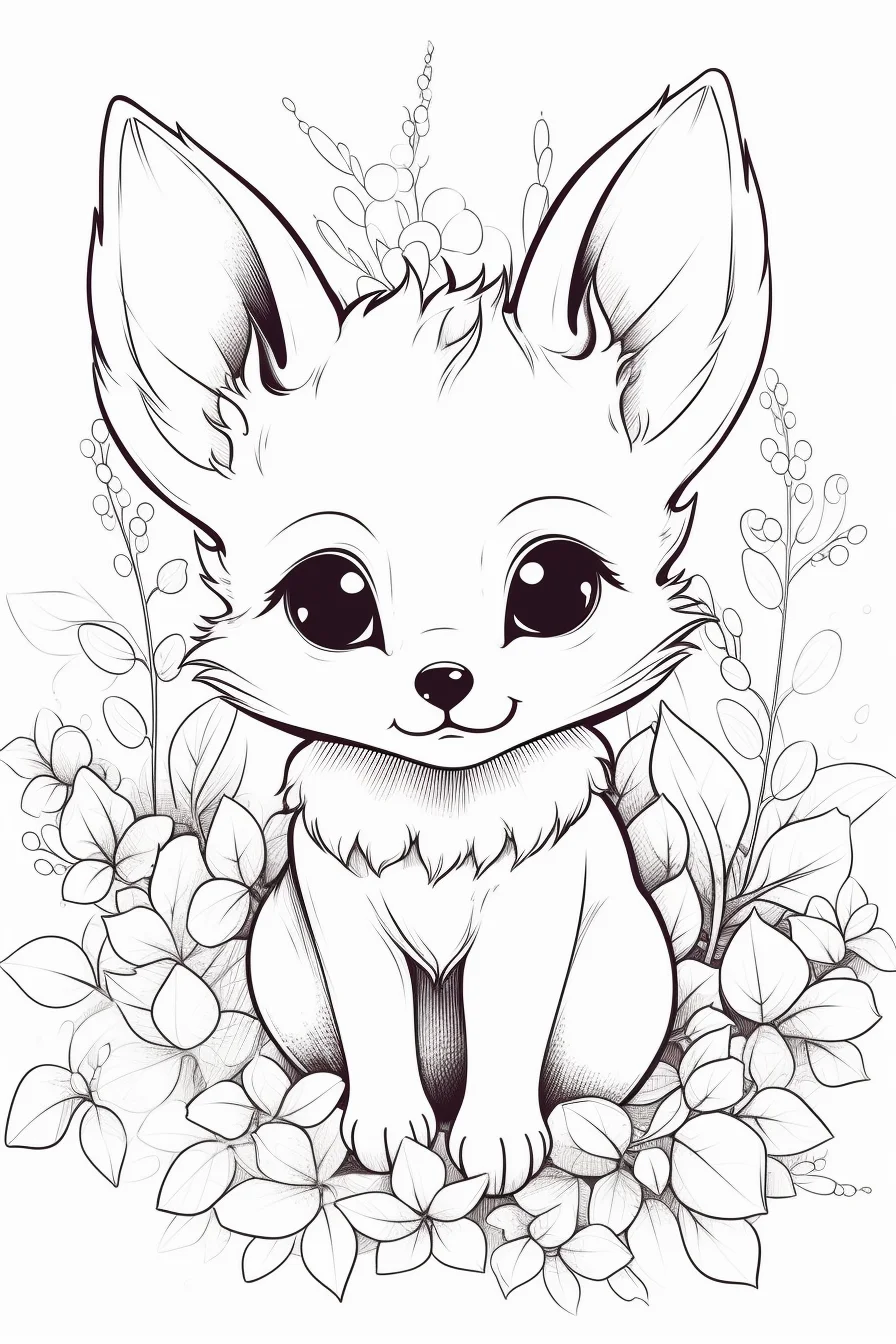 Simple Kawaii Cute Animal Coloring Pages