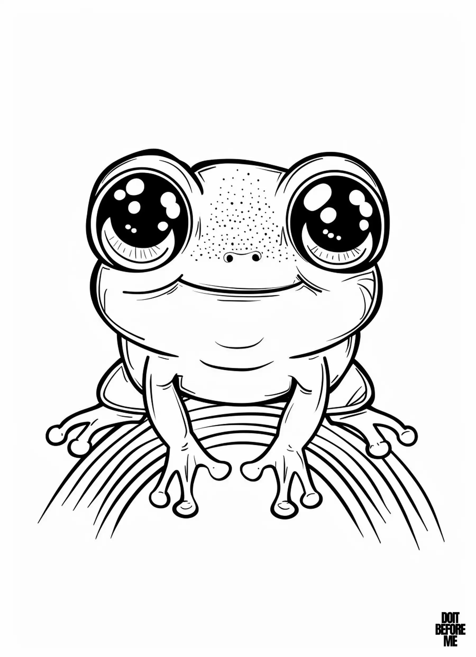 kawaii chubby baby frog with big eyes coloring sheet for toddlers.