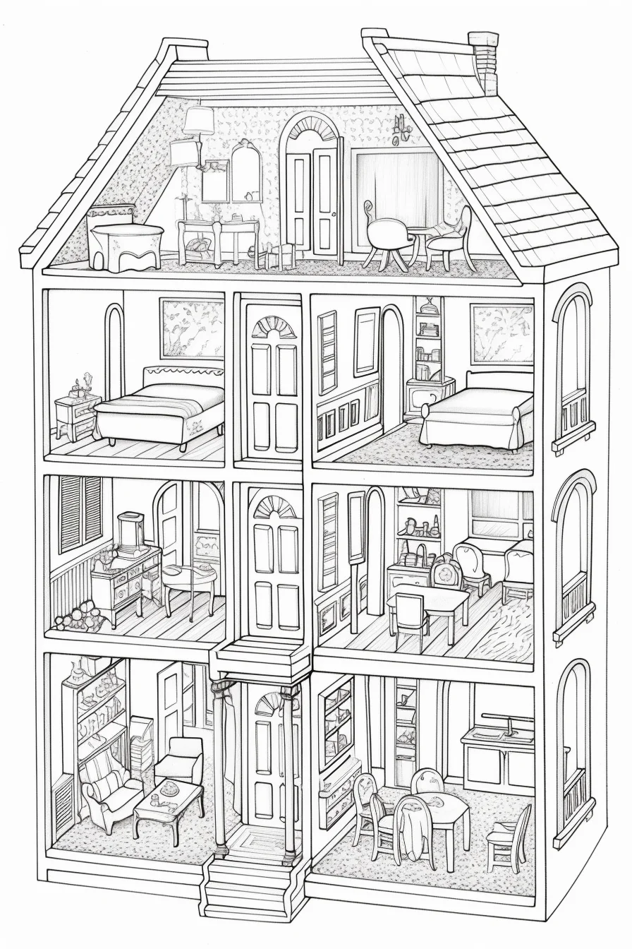 Barbie doll barbie dream house coloring pages printable