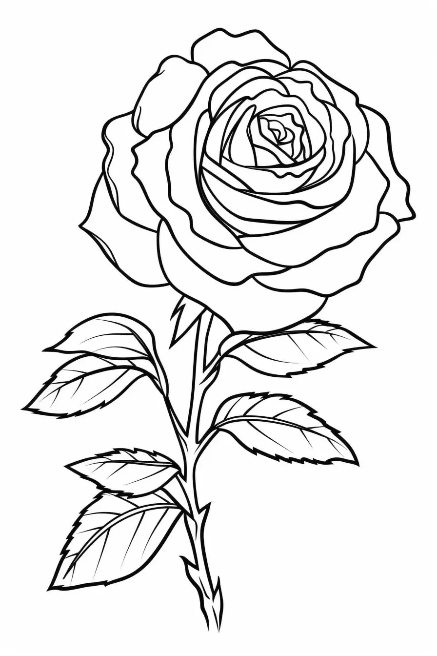 Beautiful Rose Coloring Pages for Kids