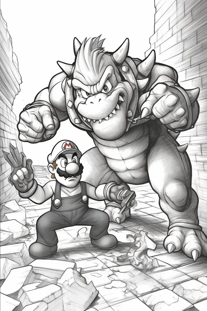 Bowser The Super Mario Bros Movie coloring page Free Printable