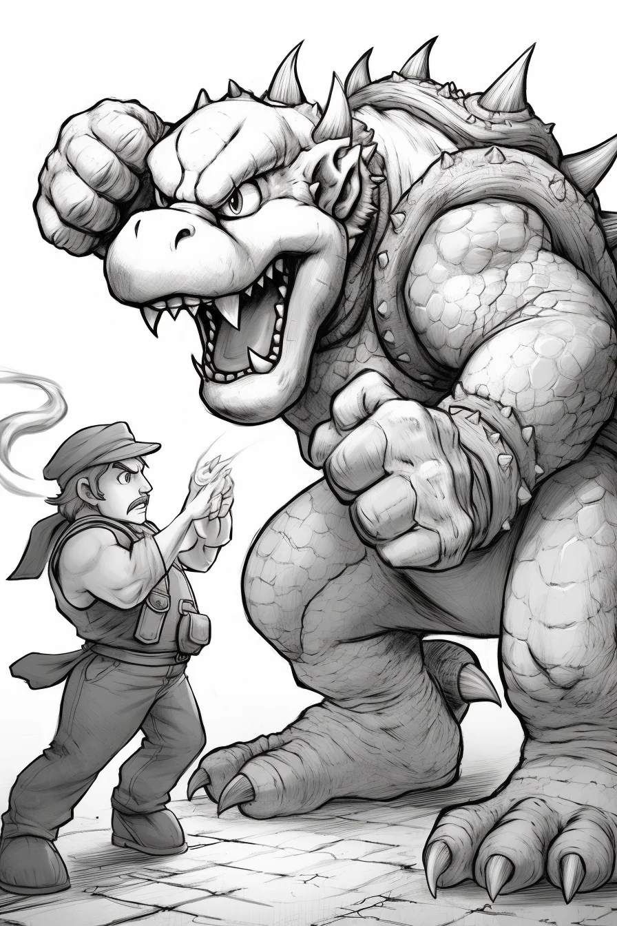 Bowser The Super Mario Bros Movie coloring pages Free Printable