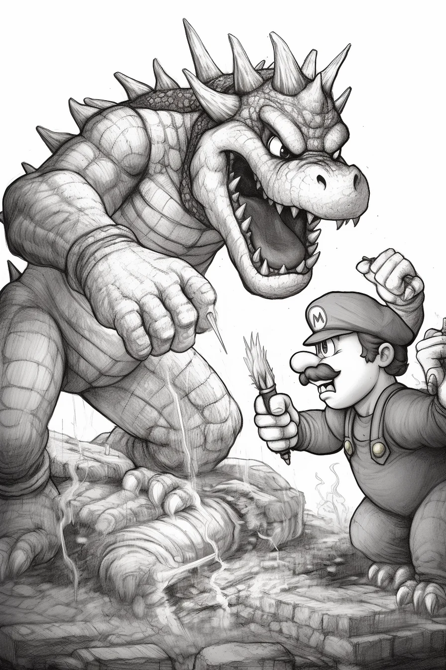 Bowser The Super Mario Bros Movie coloring pages Printable