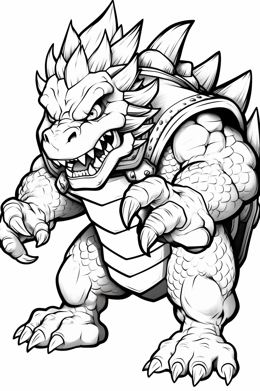 Bowser The Super Mario Bros Movie coloring pages easy