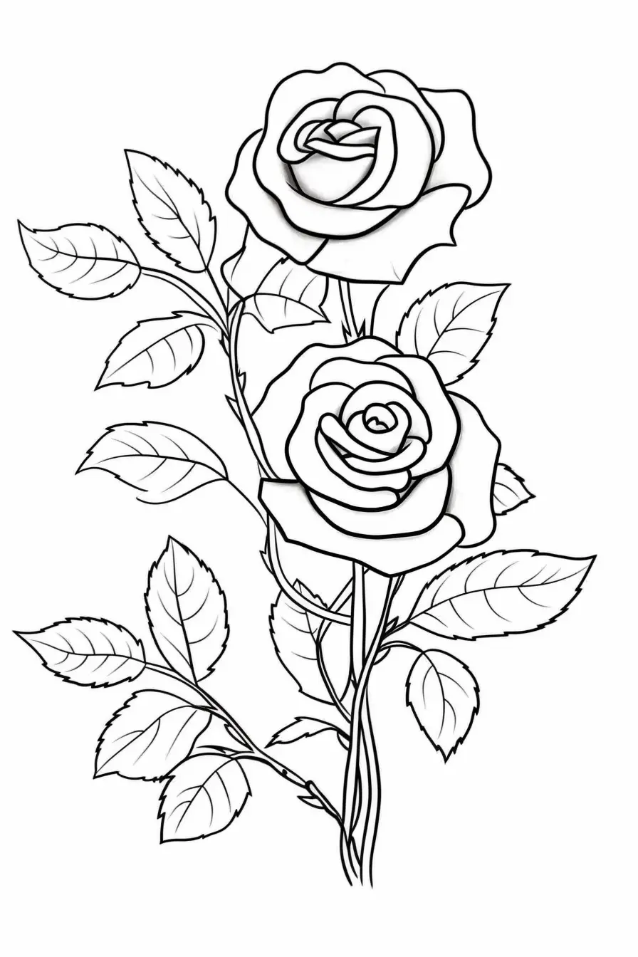 Cute Rose Flower Coloring Pages