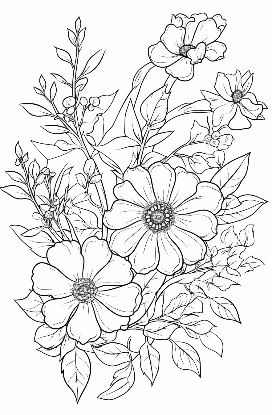 Cute flower coloring pages for adults