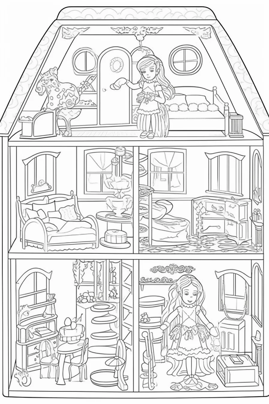 Dollhouse colouring pages printable