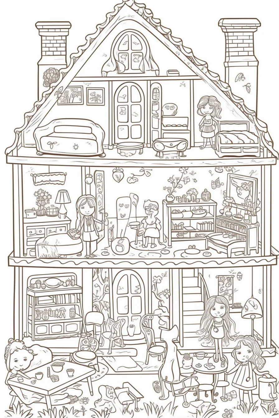 Dollhouse colouring pages