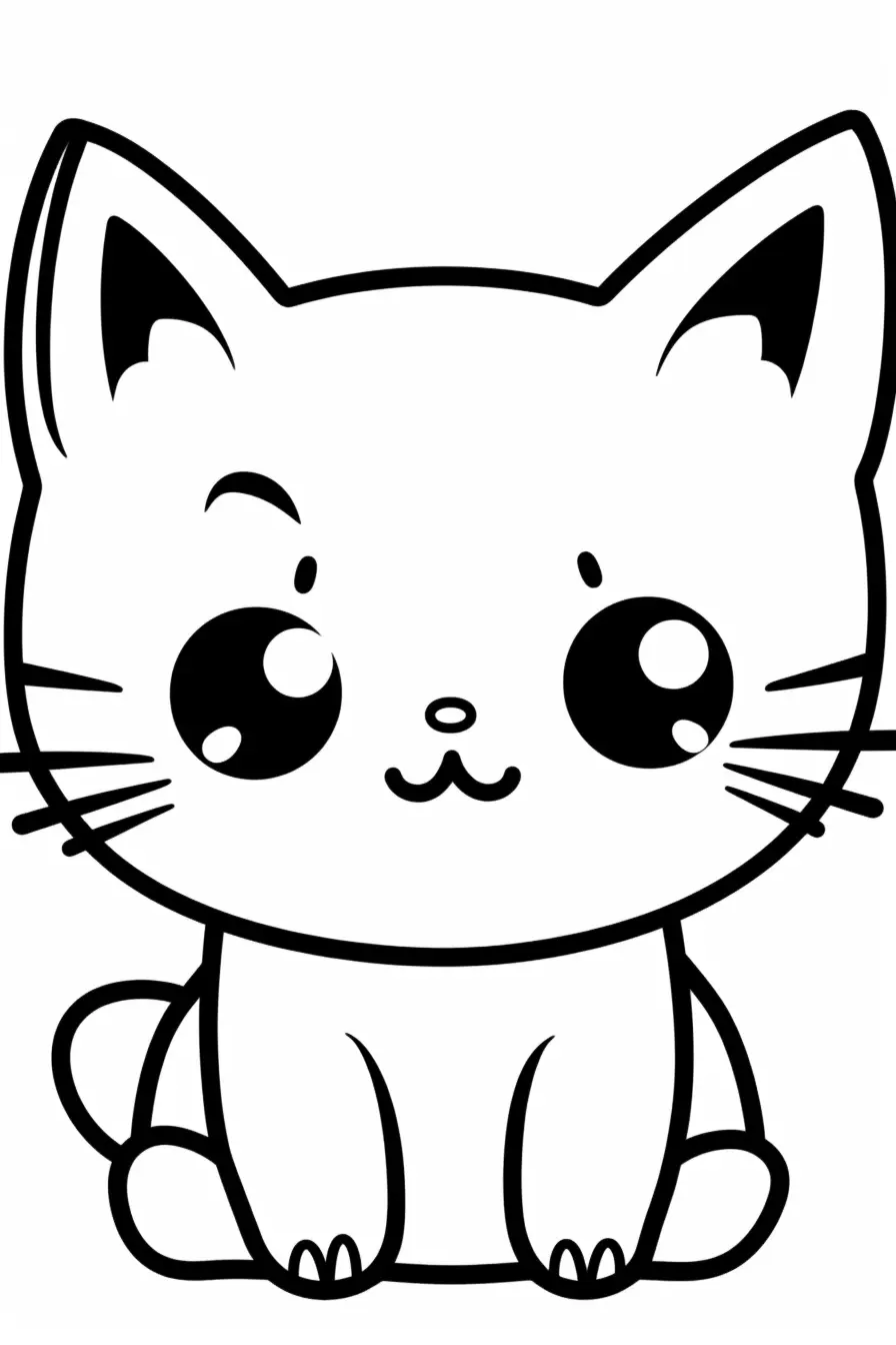 Easy Cute Cat Coloring Pages