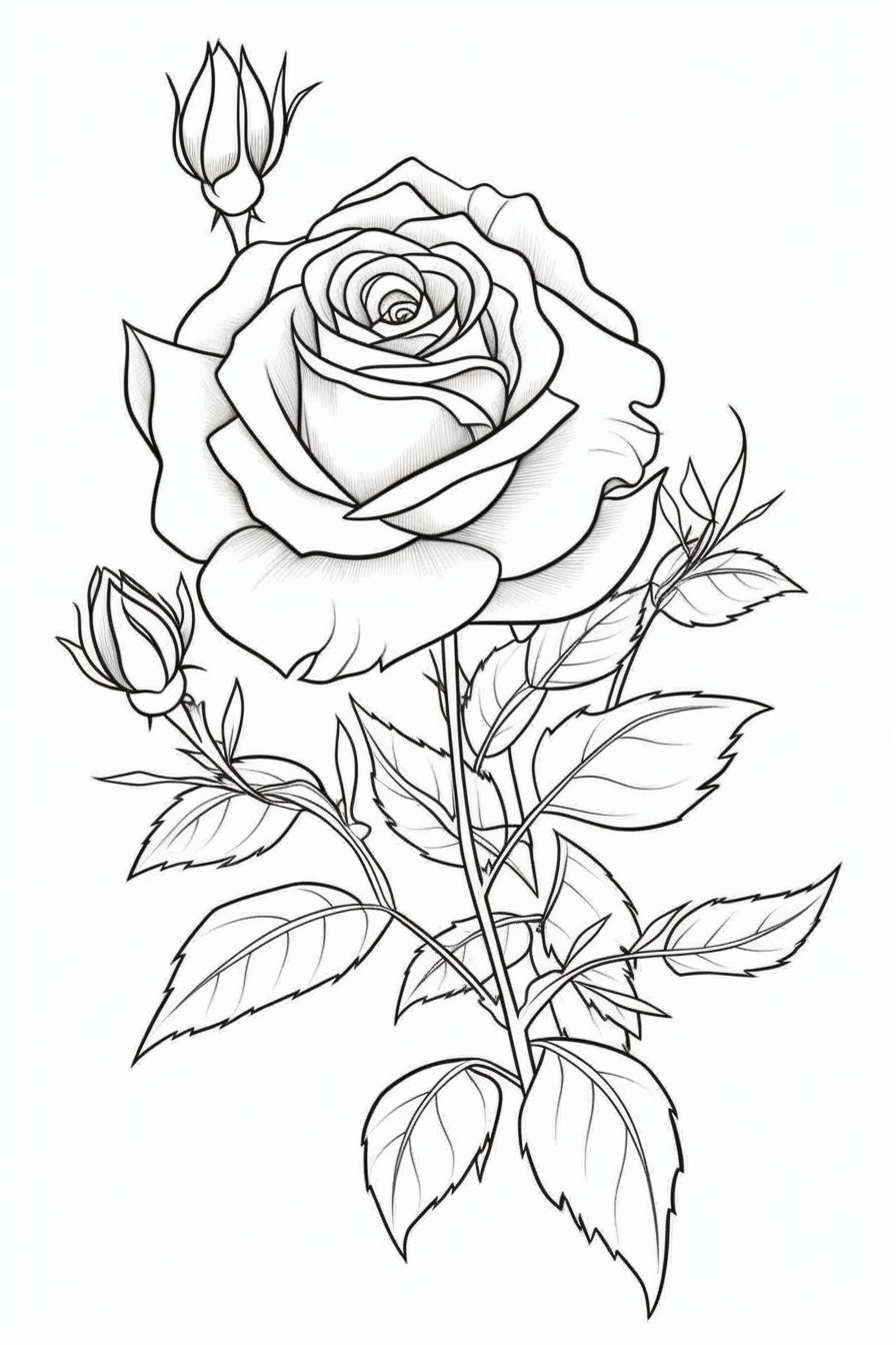 Easy Cute Rose Coloring Pages