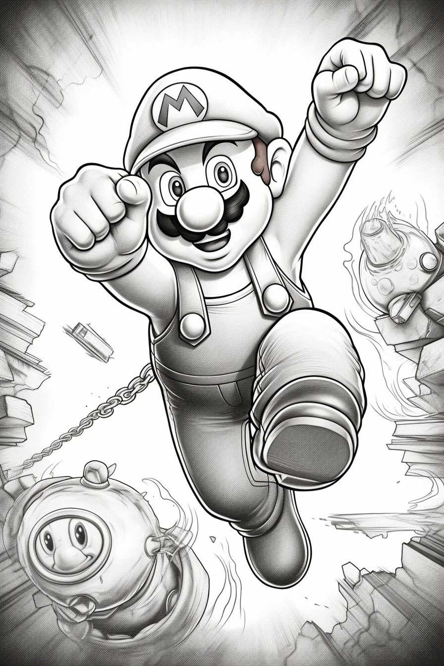 Easy The Super Mario Bros Movie coloring pages for boys