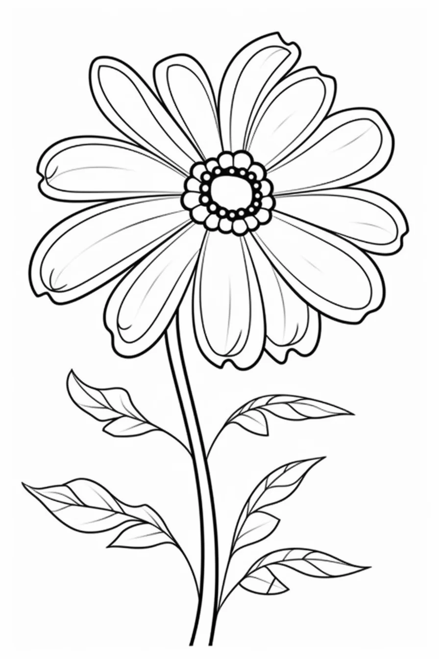 Easy printable kids flower coloring pages