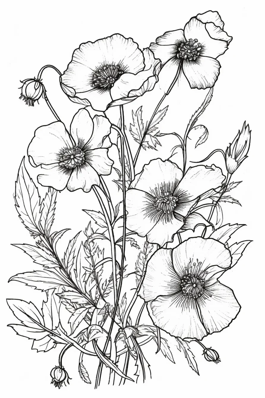 Flower coloring pages for adults printable
