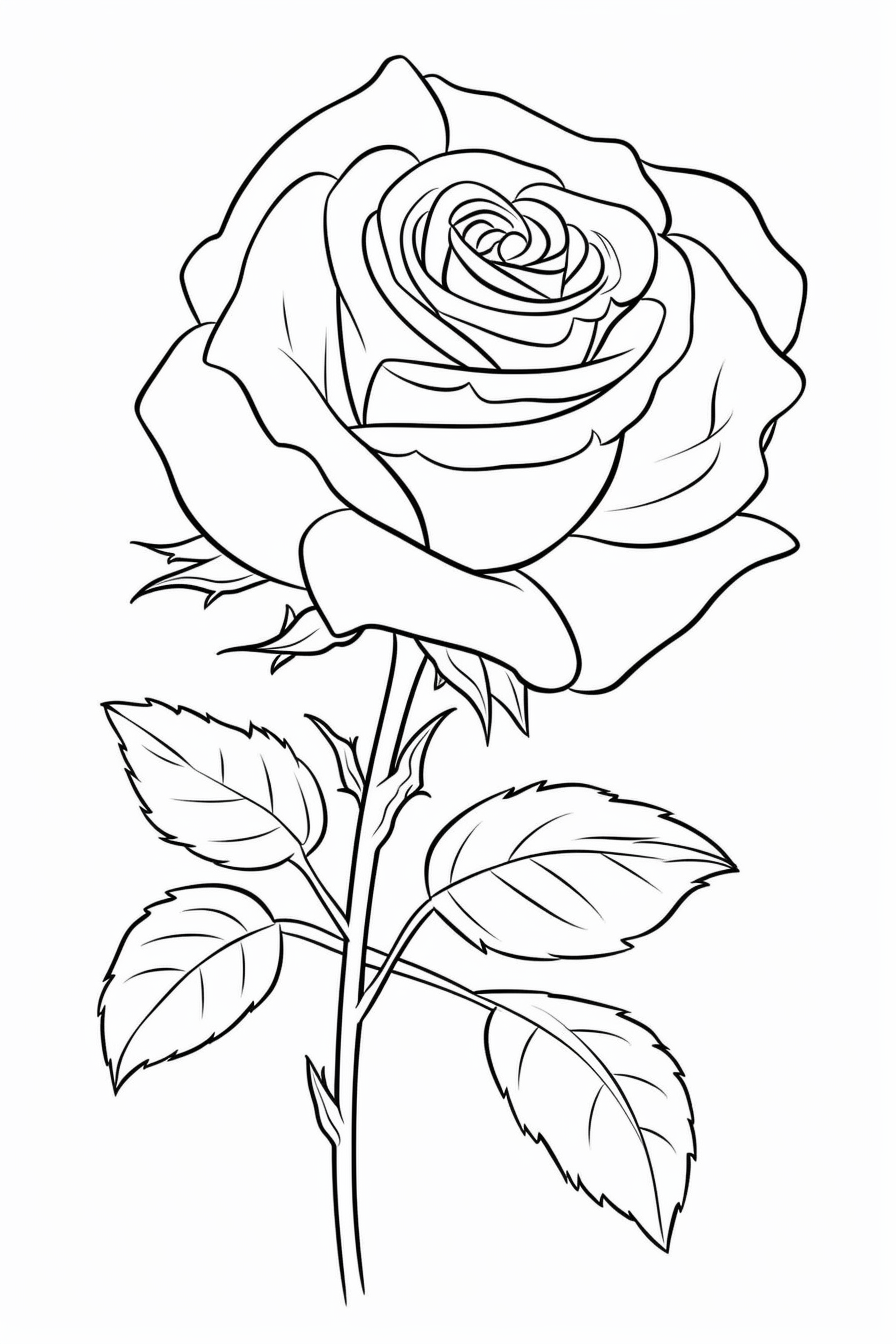 Printable Realistic Rose Coloring Pages
