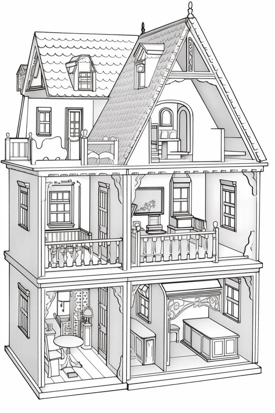 Printable doll house coloring pages