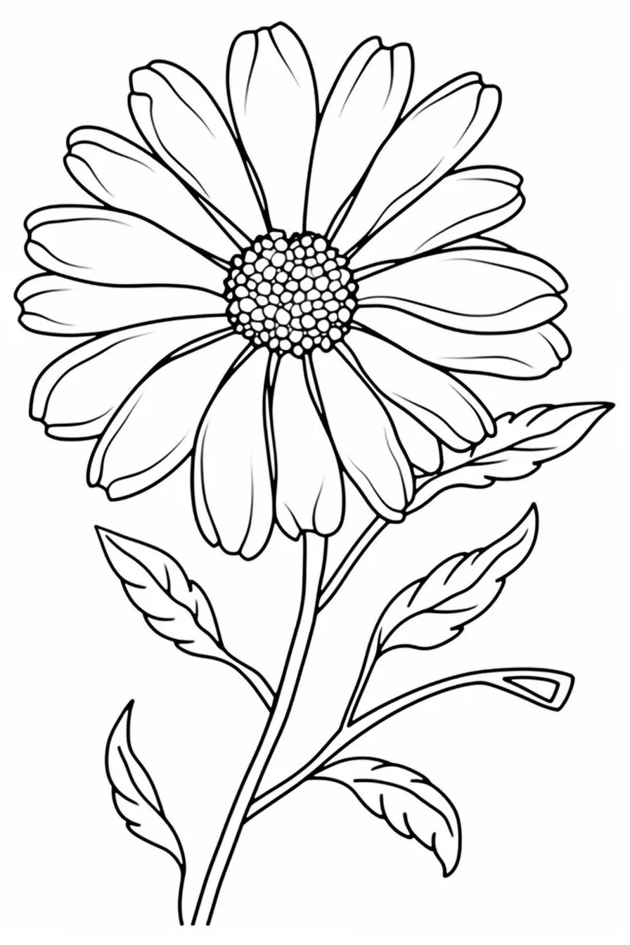 Printable easy simple flower coloring pages