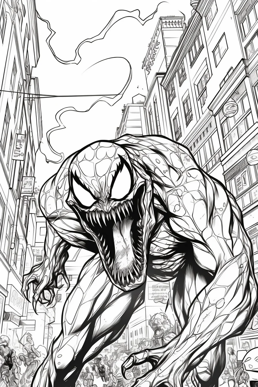Scary spiderman venom coloring page