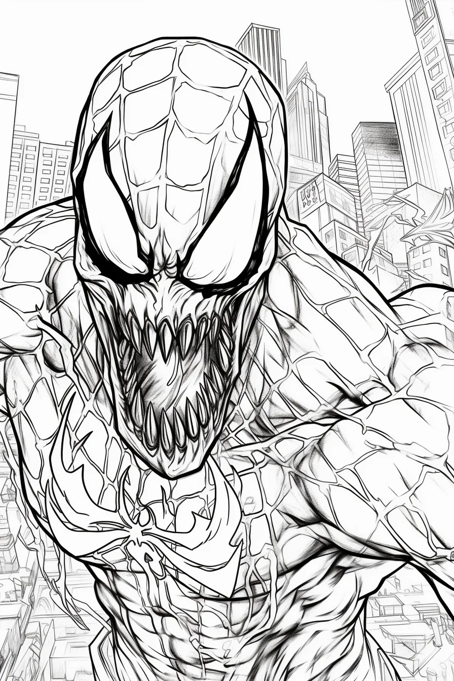 Scary spiderman venom coloring pages free printable