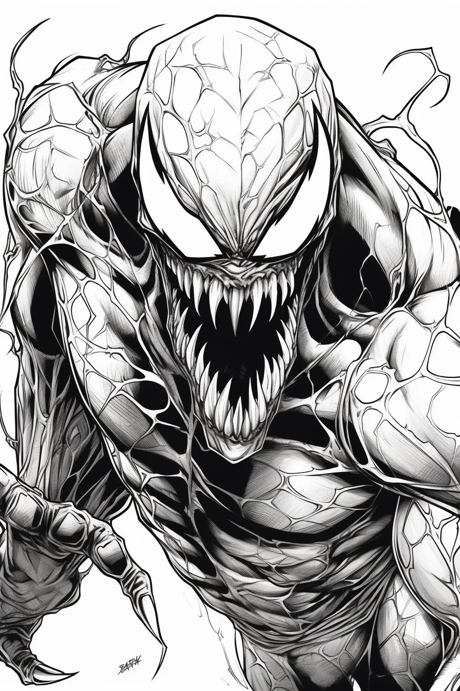 Scary spiderman venom coloring pages