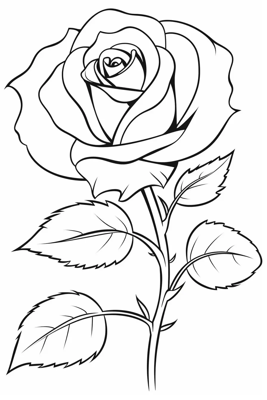 Simple Rose Coloring Pages