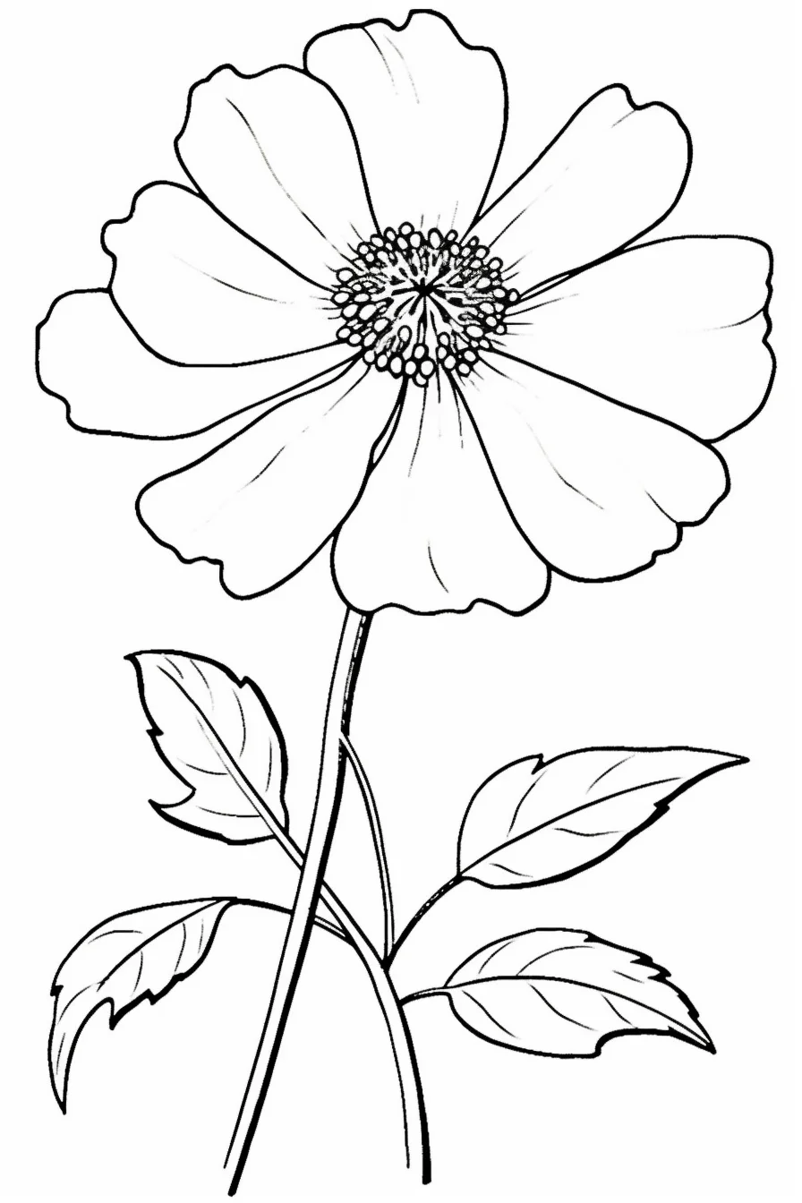 Simple flower coloring pages for kids